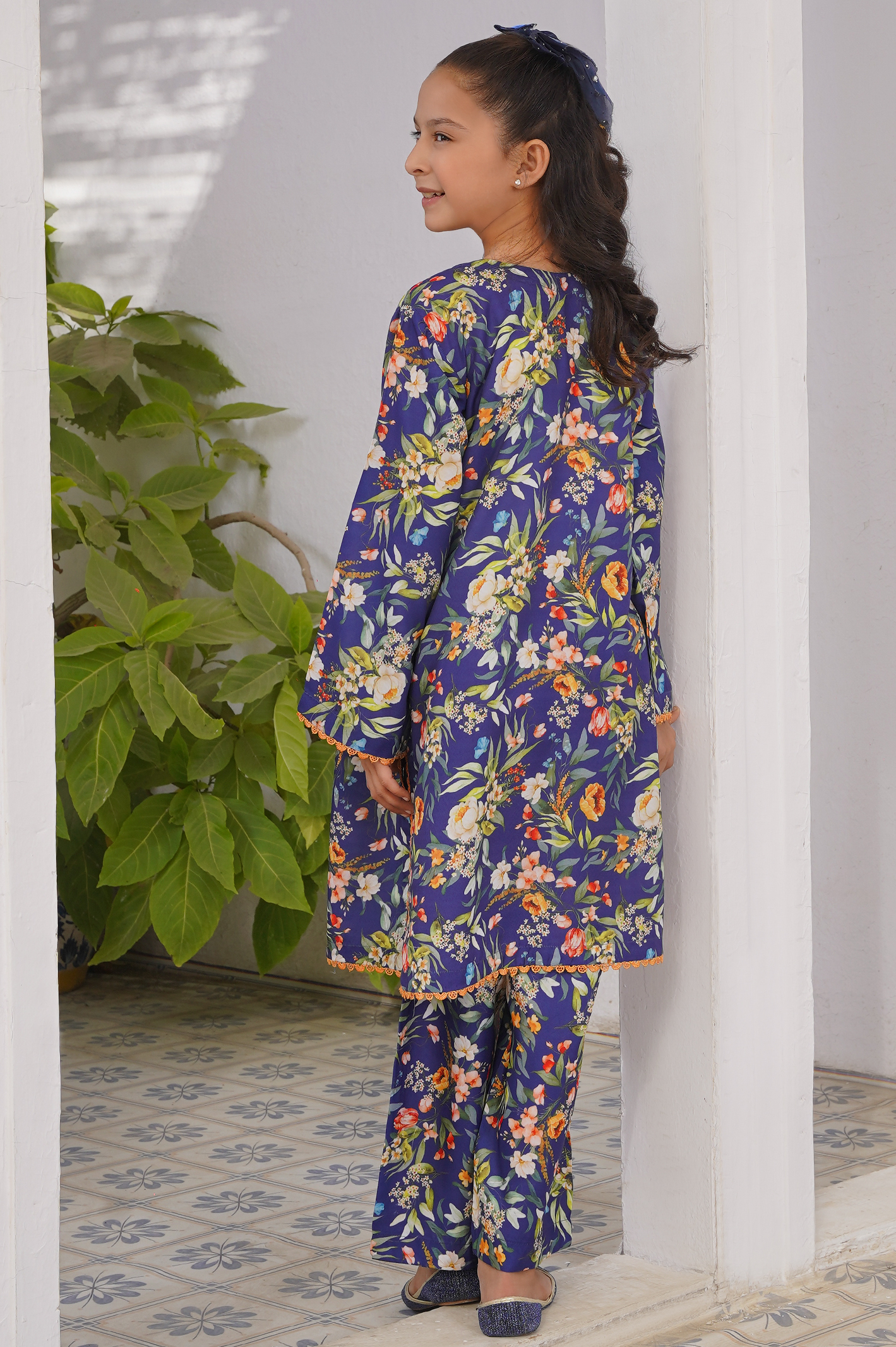 2 pc printed swiss lawn suit for girl