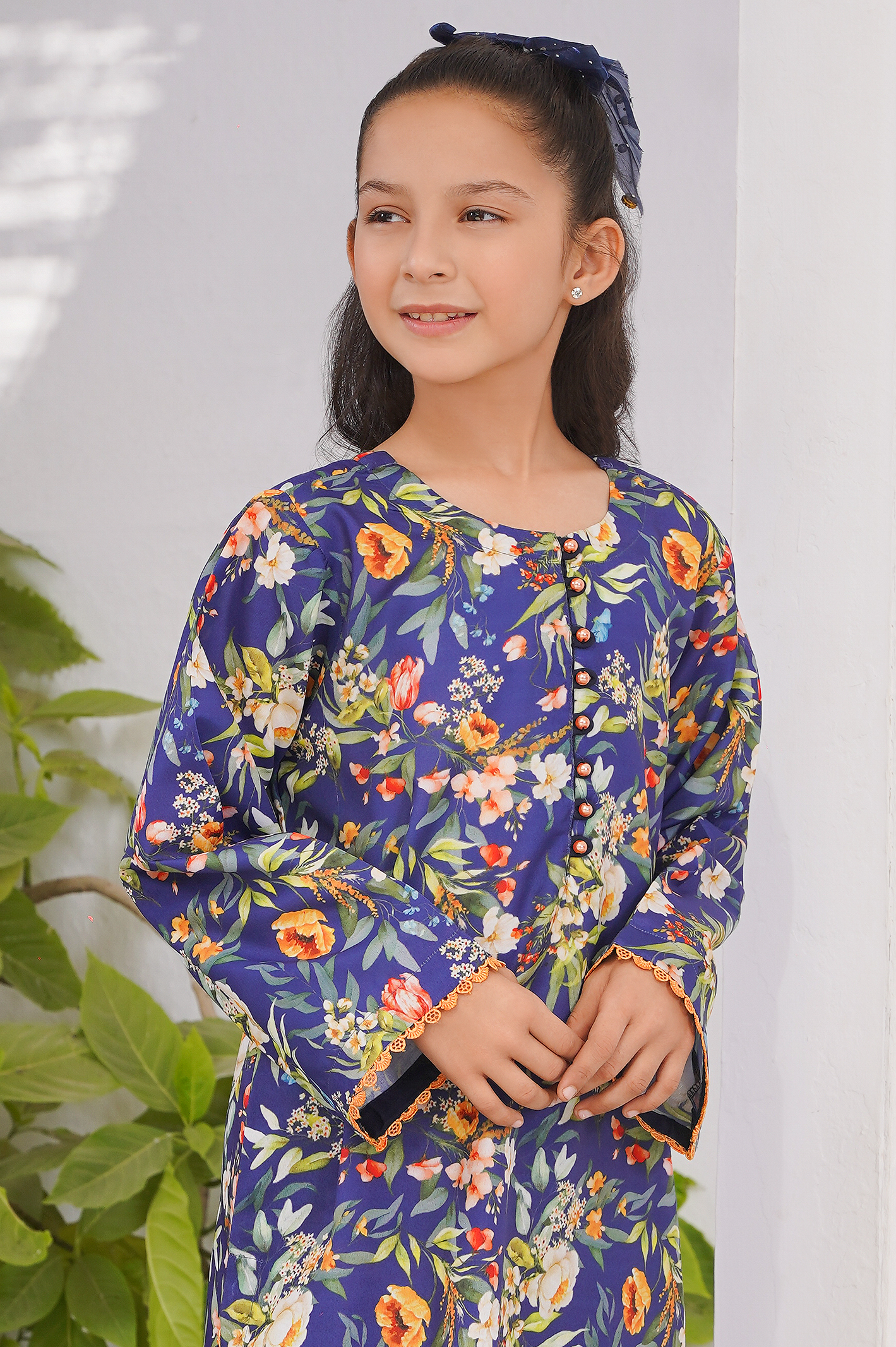 2 pc printed swiss lawn suit for girl
