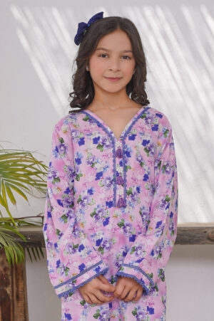 2 pc printed swiss lawn suit for girl