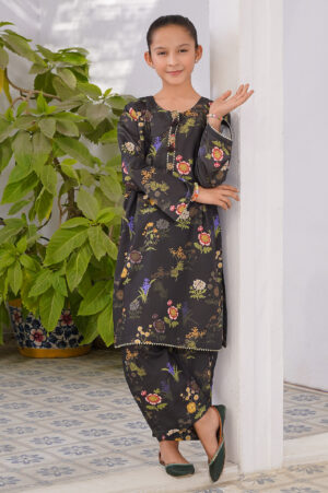 2 pc printed swiss lawn suit for girl