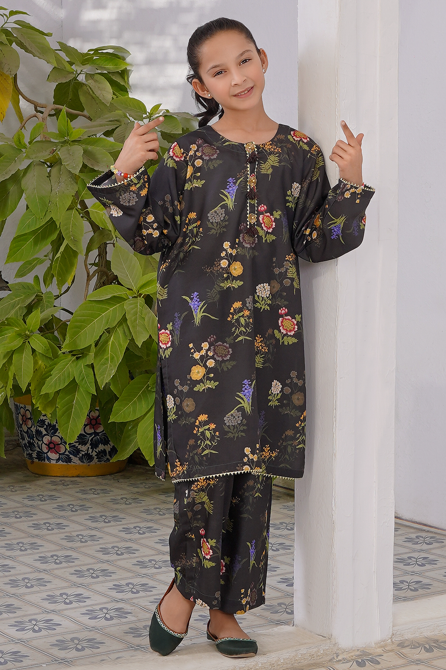 2 pc printed swiss lawn suit for girl