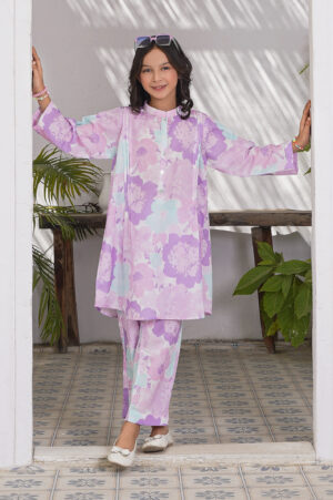 2 pc printed swiss lawn suit for girl