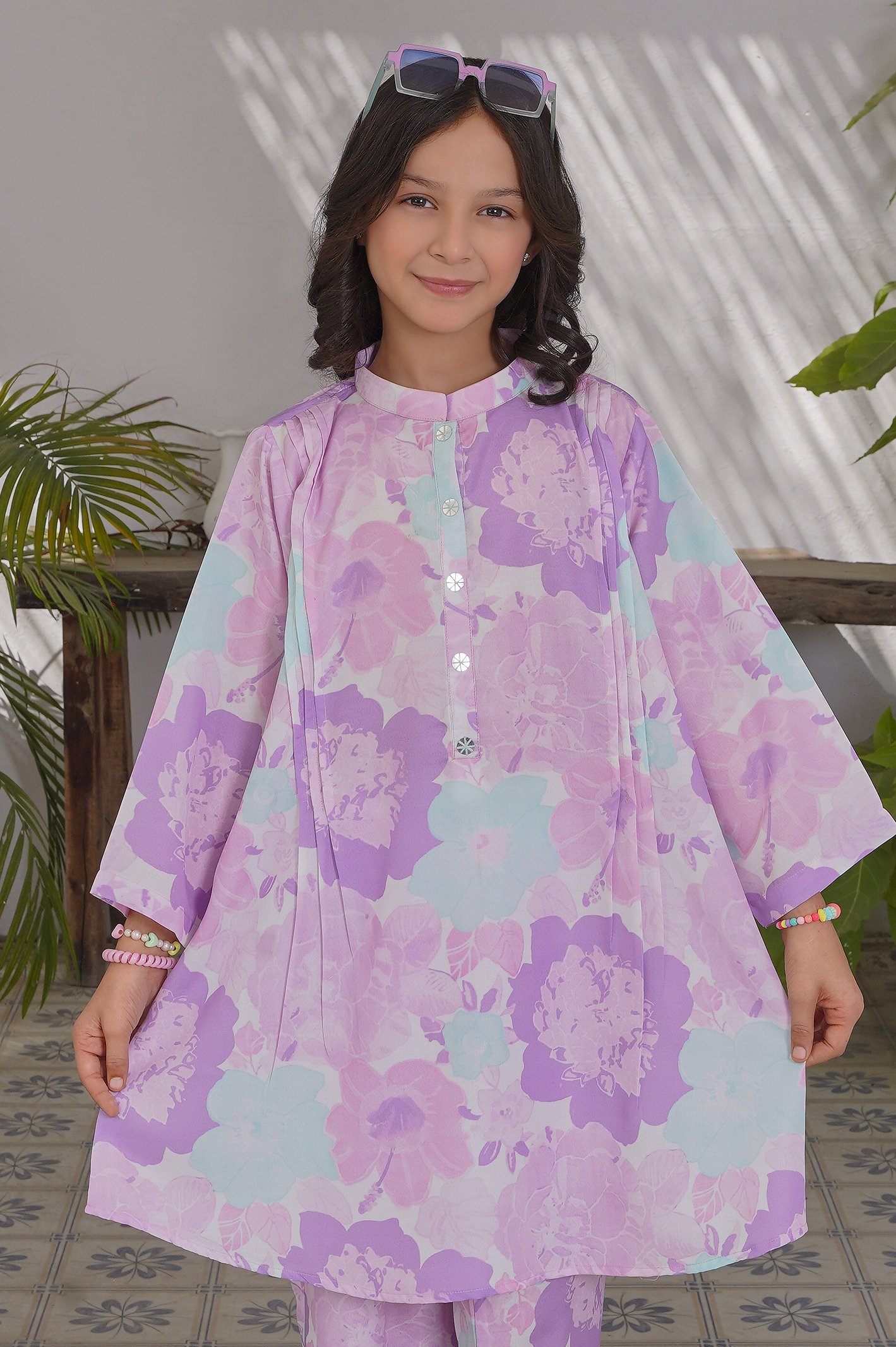 2 pc printed swiss lawn suit for girl