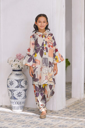 2 pc printed swiss lawn suit for girl
