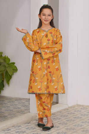 2 pc printed swiss lawn suit for girl