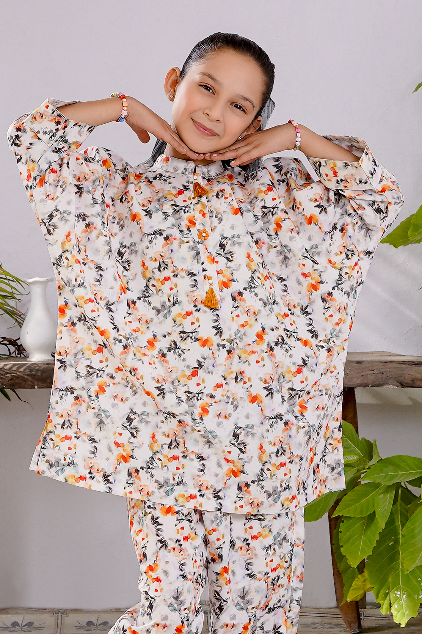 2 pc printed swiss lawn suit for girl