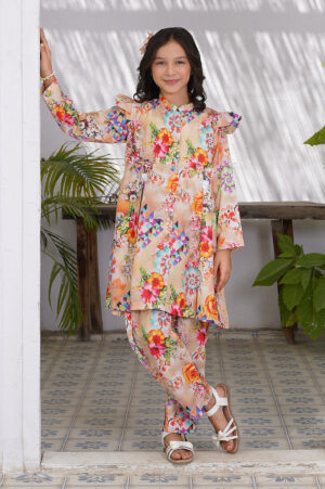 2 pc printed swiss lawn suit for girl