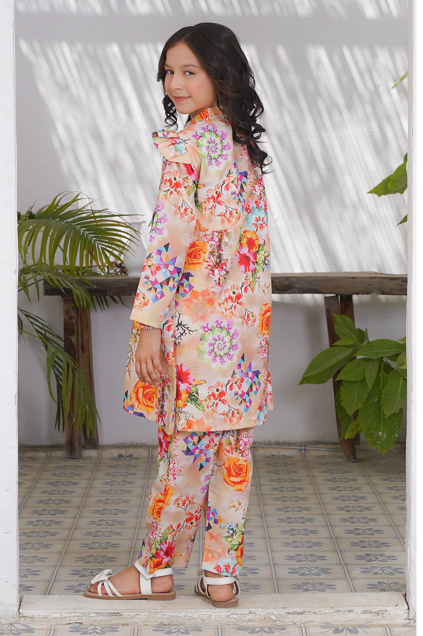 2 pc printed swiss lawn suit for girl